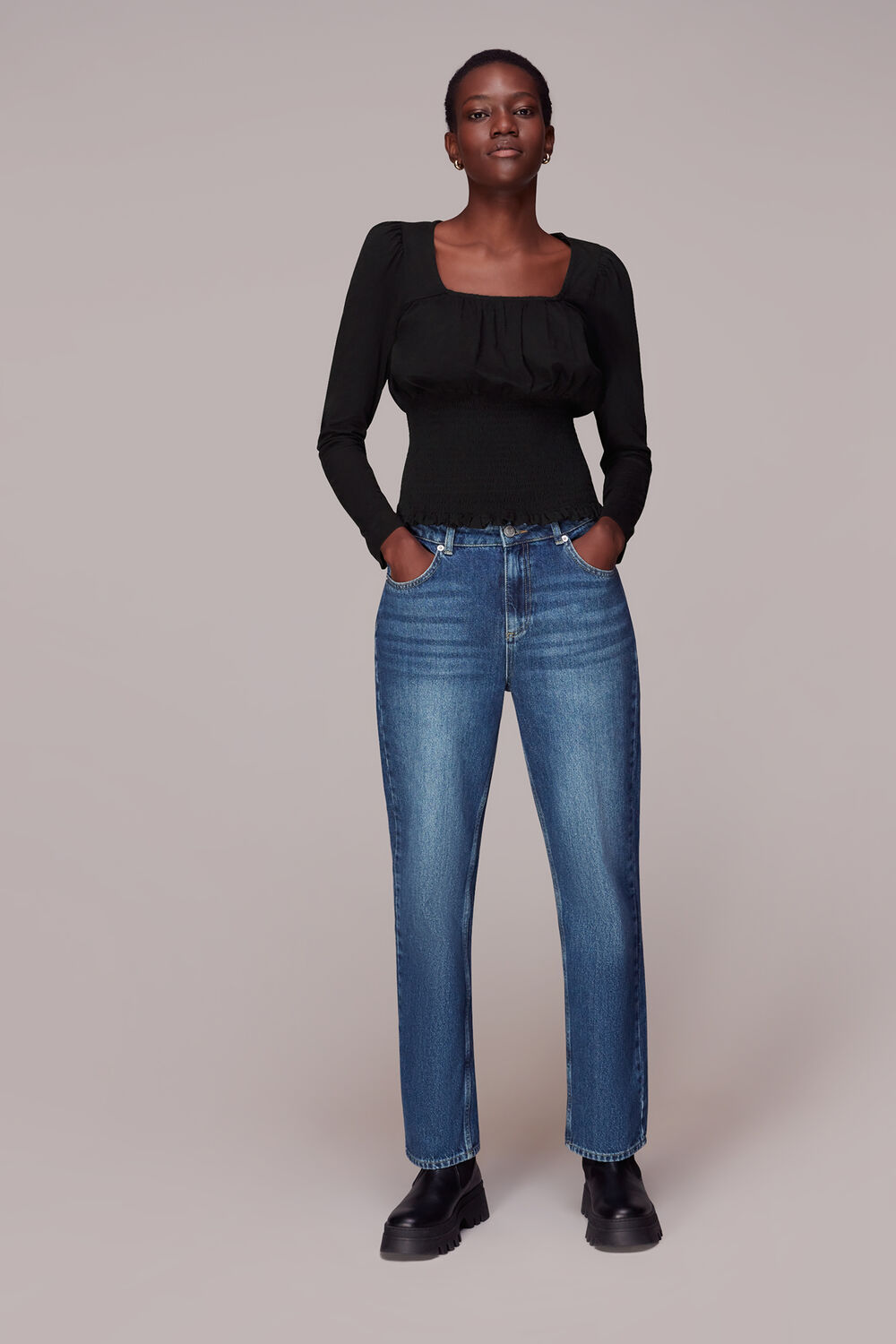 Square Neck Shirred Top